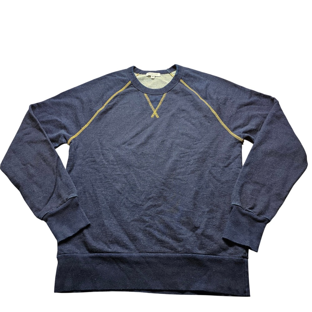 Gustin Crewneck Sweatshirt Mens M Navy Blue Cotton Raglan Contrast Stitching